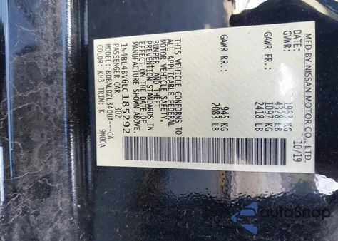 2020 Nissan Altima S Fwd z USA, uszkodzony, nr VIN 1N4BL4BV6LC185292